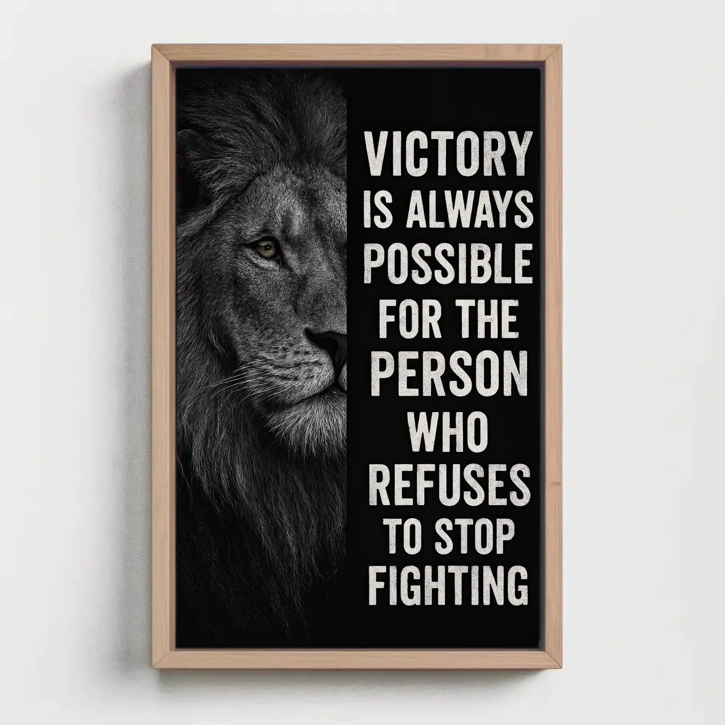 Lion Motivational Quote Canvas Print, Extra Large Gym Wall Art for Men, Bold Office Decor with Powerful Animal Design, Man Cave Piece Wall Art – Canvas Print
