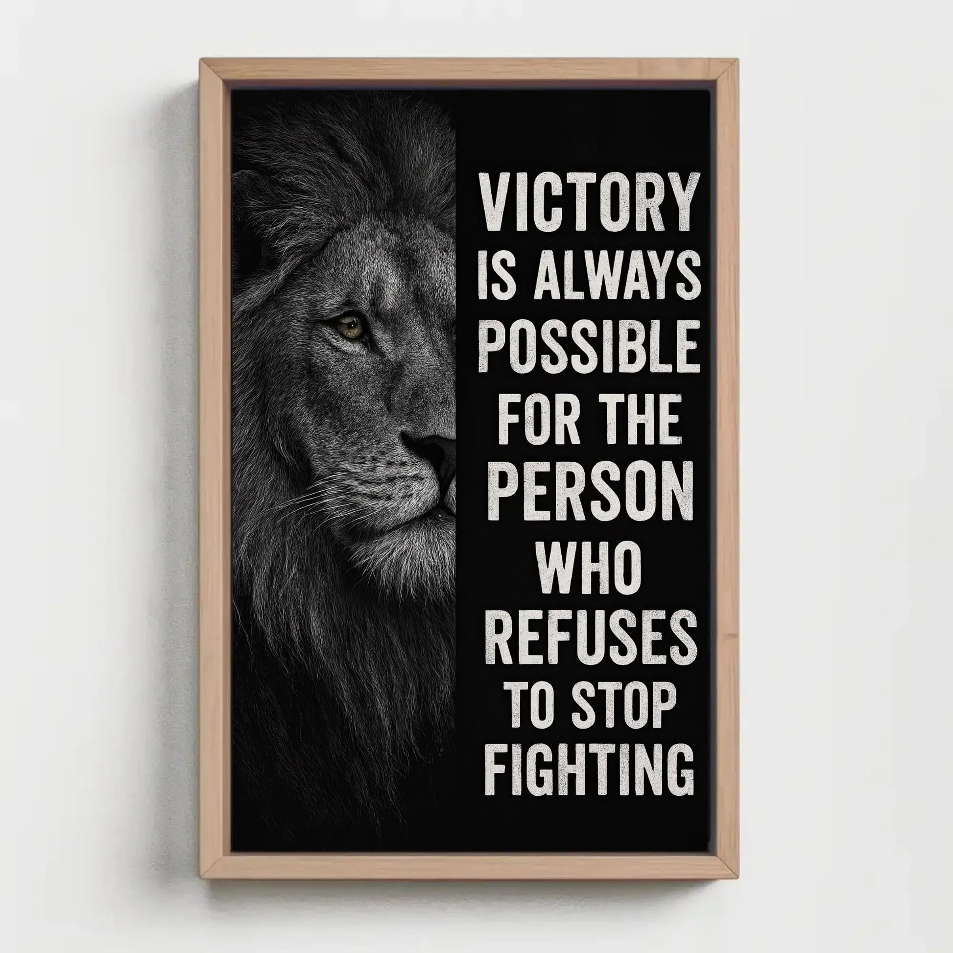 Lion Motivational Quote Canvas Print, Extra Large Gym Wall Art for Men, Bold Office Decor with Powerful Animal Design, Man Cave Piece Wall Art – Canvas Print