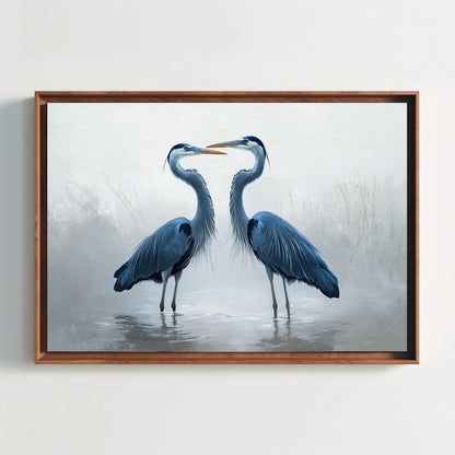 Minimalist Heron Canvas Print, Extra Large Blue Bird Wall Art, Soft Nature-Inspired Painting for Calm Living Room or Zen Interior Decor Wall Art – Canvas Print