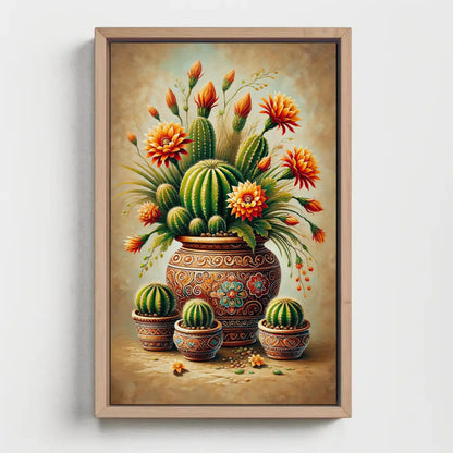 Mexican Cactus Canvas Poster, Botanical Desert Landscape Print, Traditional Mexican Floral Wall Art, Cultural Home Decor Gift, Frameless Art Wall Art – Canvas Print