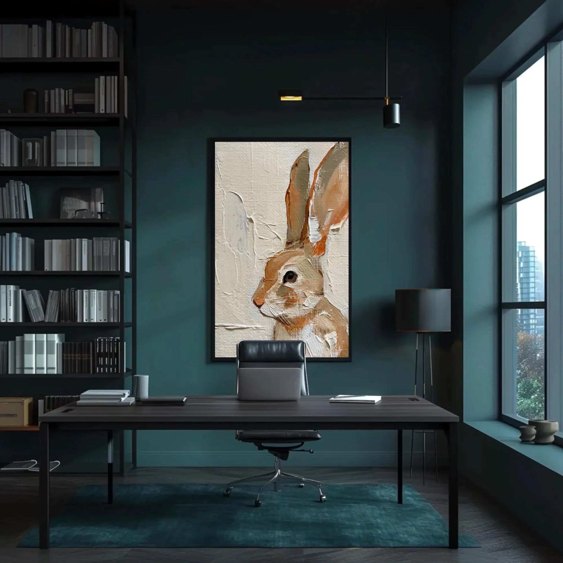 Brown Rabbit with Tall Ears Canvas Print - Extra Large Vertical Animal Painting - Rustic Woodland Wall Art - Nature-Inspired Bunny Decor Wall Art – Canvas Print