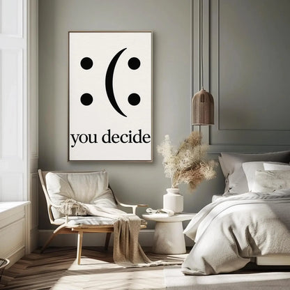 You Decide Canvas Print, Extra Large Inspirational Wall Art, Happy or Sad Word Play Design for Classroom, Office, or Kids’ Room Decor Wall Art – Canvas Print