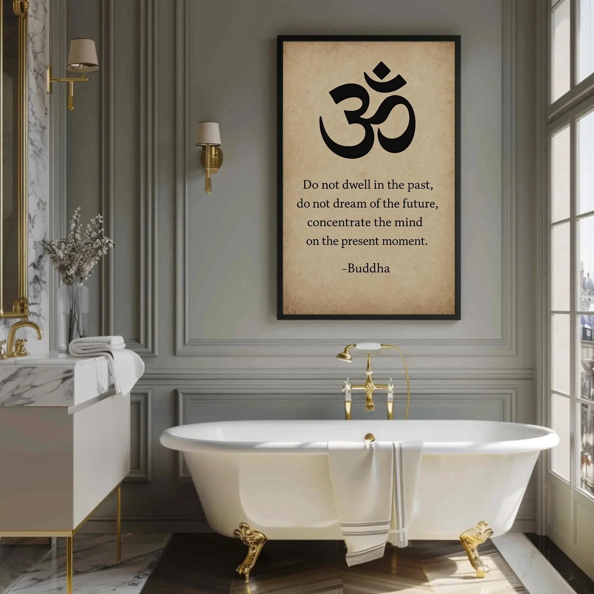 Positive Buddha Life Quote Canvas Print, Extra Large Hindu-Inspired Wall Art, Motivational Yoga Decor Meditation Room, Bedroom, or Studio Wall Art – Canvas Print