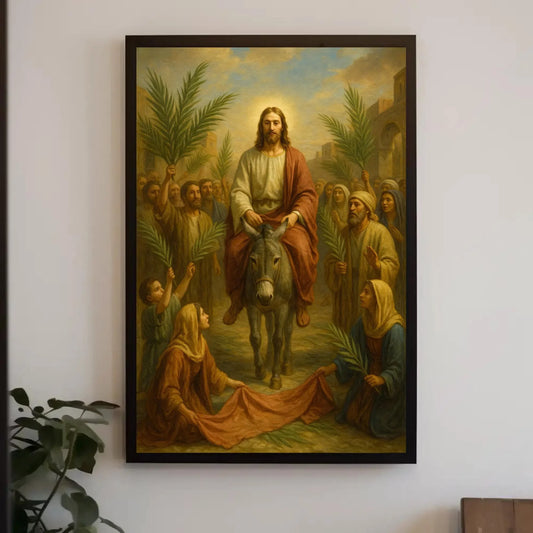 Jesus entry into Jerusalem Palm Sunday Christian painting religious canvas print biblical art scripture scene wall decor gift Wall Art – Canvas Print