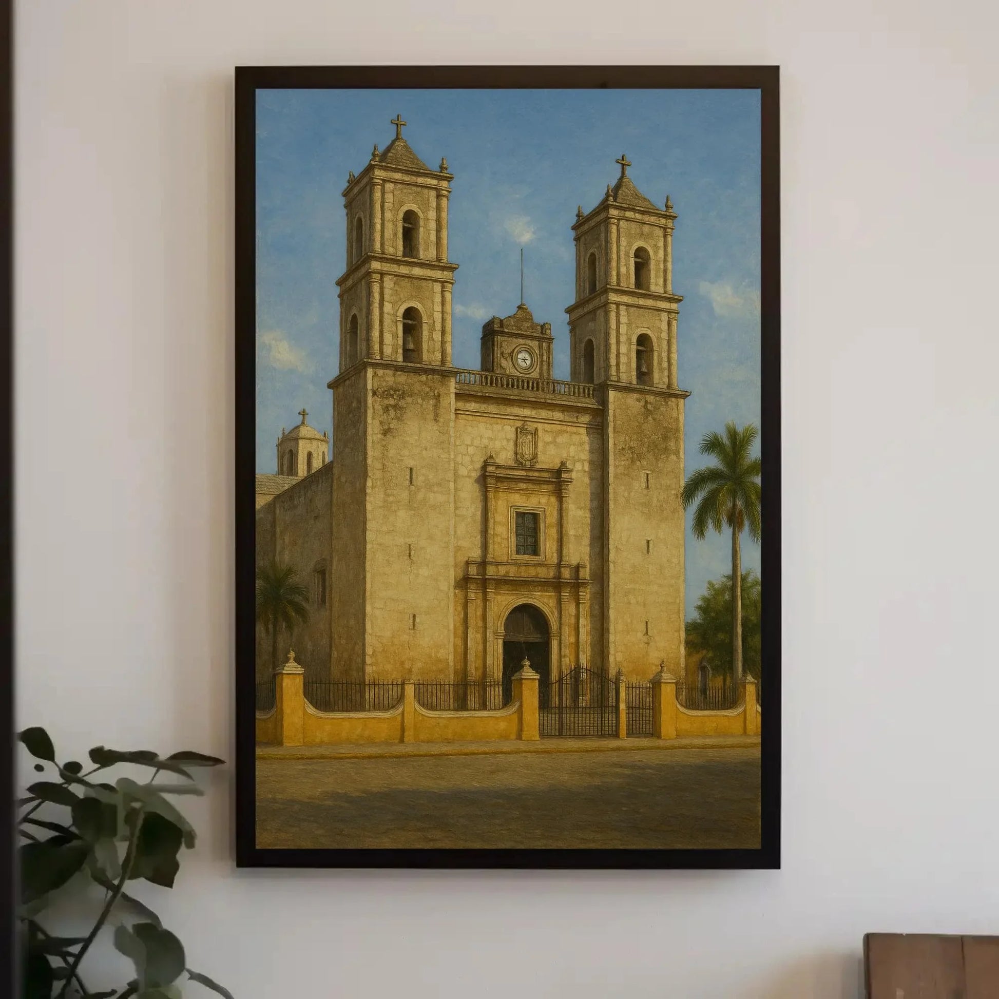 Valladolid Yucatán Colonial Mexican church canvas print architecture wall art historic landmark painting cultural travel decor Wall Art – Canvas Print