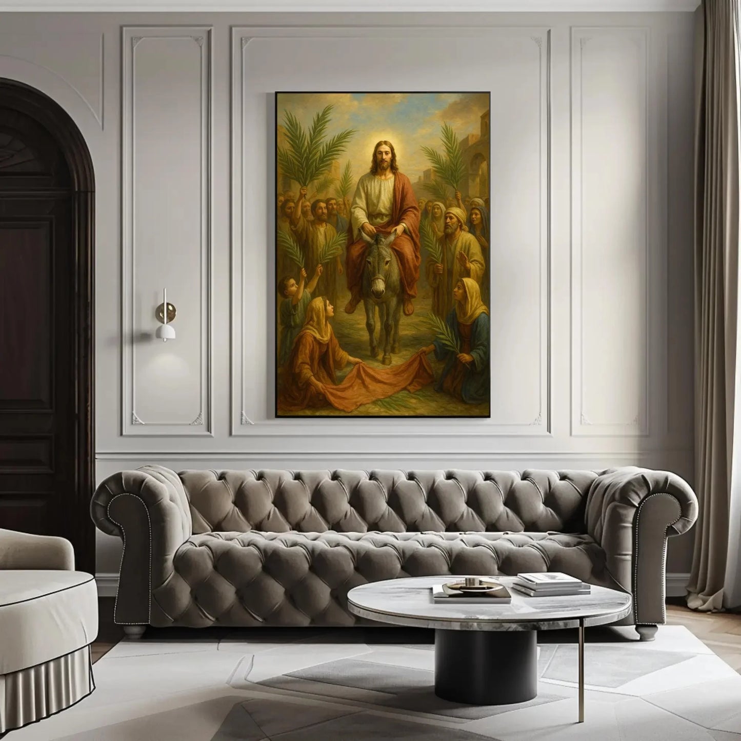 Jesus entry into Jerusalem Palm Sunday Christian painting religious canvas print biblical art scripture scene wall decor gift Wall Art – Canvas Print