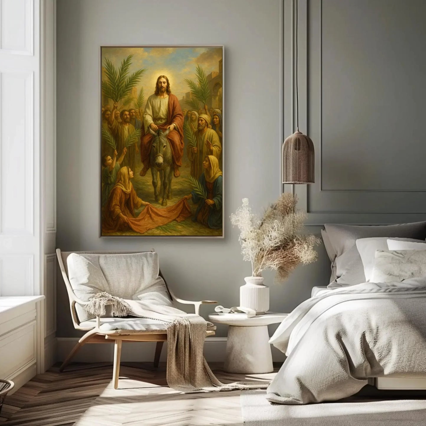 Jesus entry into Jerusalem Palm Sunday Christian painting religious canvas print biblical art scripture scene wall decor gift Wall Art – Canvas Print