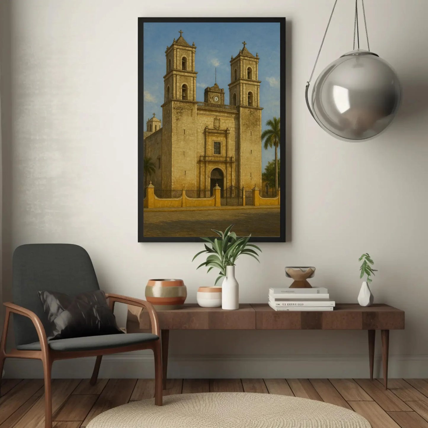 Valladolid Yucatán Colonial Mexican church canvas print architecture wall art historic landmark painting cultural travel decor Wall Art – Canvas Print