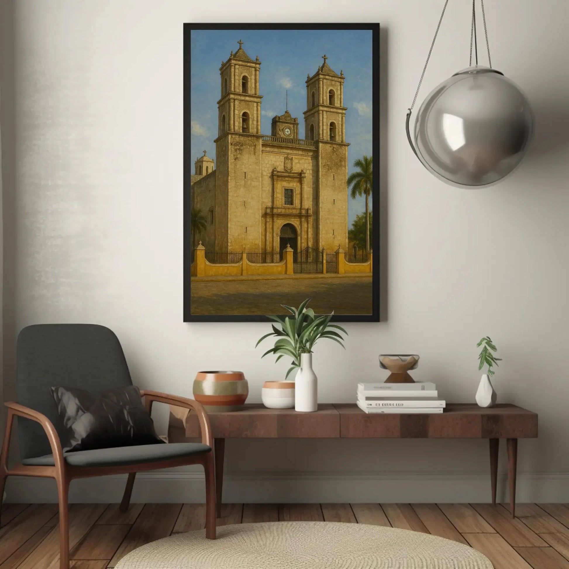 Valladolid Yucatán Colonial Mexican church canvas print architecture wall art historic landmark painting cultural travel decor Wall Art – Canvas Print