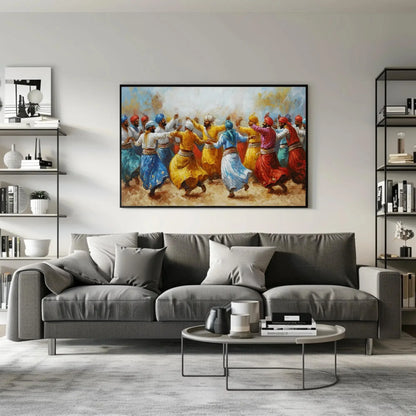 Bhangra Dance Painting Canvas Wall Art | Punjabi Culture Decor | Traditional Indian Dance Art | Vibrant Punjab Wall Art | Ready to Hang Wall Art – Canvas Print