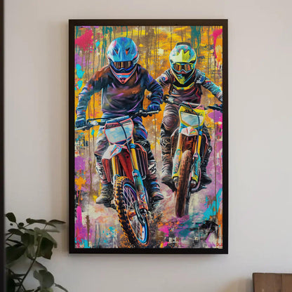 Dirt bike graffiti wall art large canvas print motorcycle print, off-road bikers wall art dirt biking biker riders motorsport ready to hang Wall Art – Canvas Print