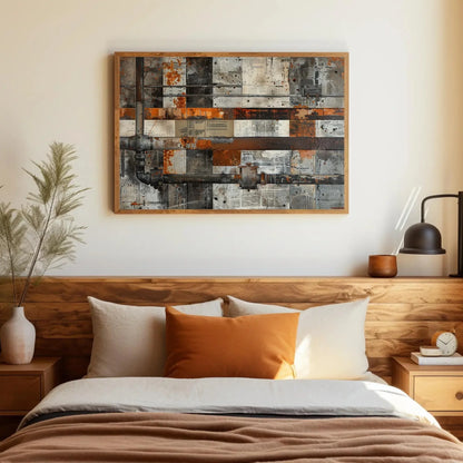 Steel Beams and Rusted Pipes Canvas Print - Extra Large Mixed Media Industrial Painting - Urban Wall Art for Loft, Office, or Modern Decor Wall Art – Canvas Print