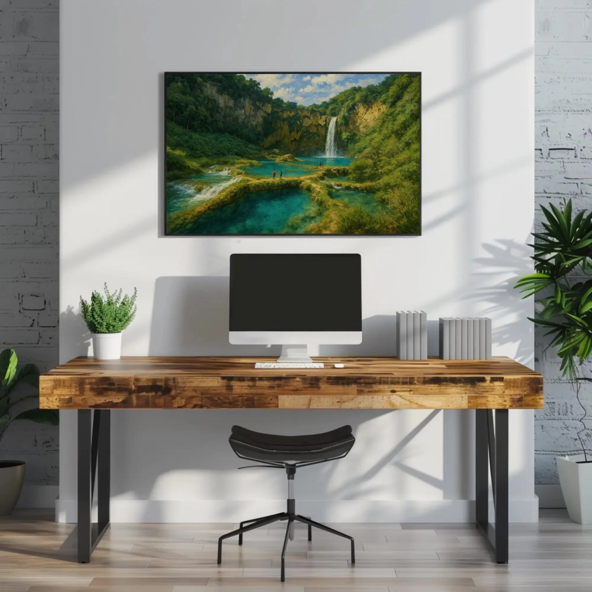 Tamul Waterfalls San Luis Potosí Canvas Print, Tropical Jungle Waterfall Painting, Vibrant Nature Landscape Wall Art for Adventure Lovers Wall Art – Canvas Print