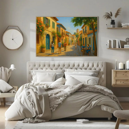 Neve Tzedek canvas print Tel Aviv painting Israeli Mediterranean street art wall decor romantic colorful home vibe Wall Art – Canvas Print
