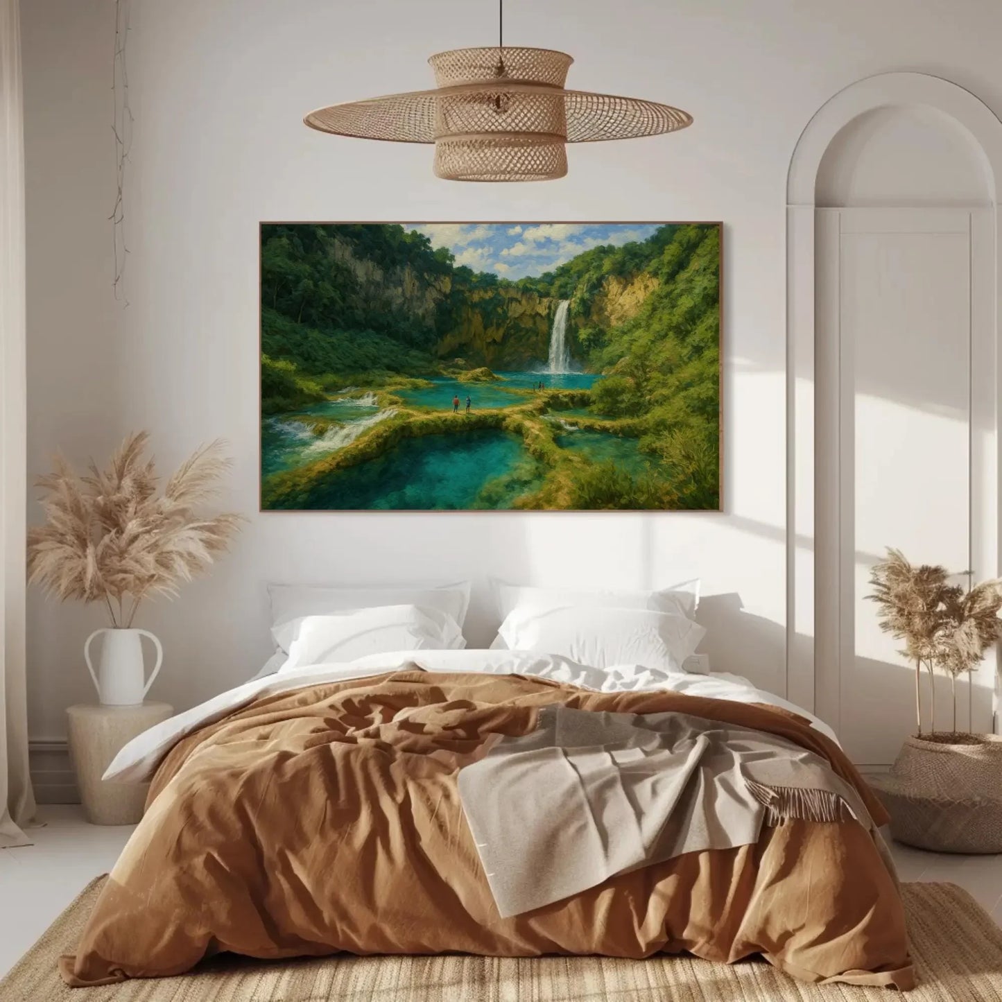 Tamul Waterfalls San Luis Potosí Canvas Print, Tropical Jungle Waterfall Painting, Vibrant Nature Landscape Wall Art for Adventure Lovers Wall Art – Canvas Print