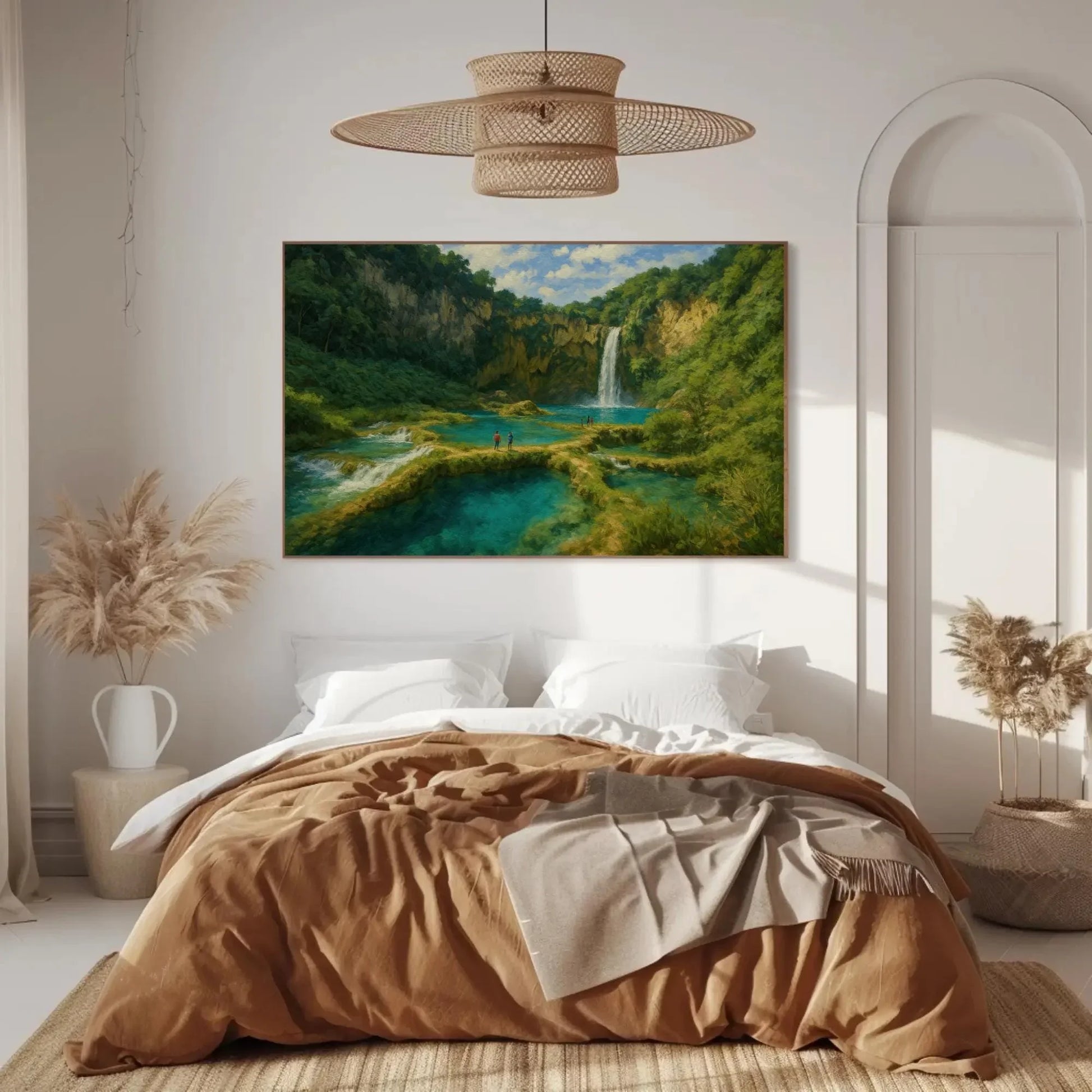 Tamul Waterfalls San Luis Potosí Canvas Print, Tropical Jungle Waterfall Painting, Vibrant Nature Landscape Wall Art for Adventure Lovers Wall Art – Canvas Print