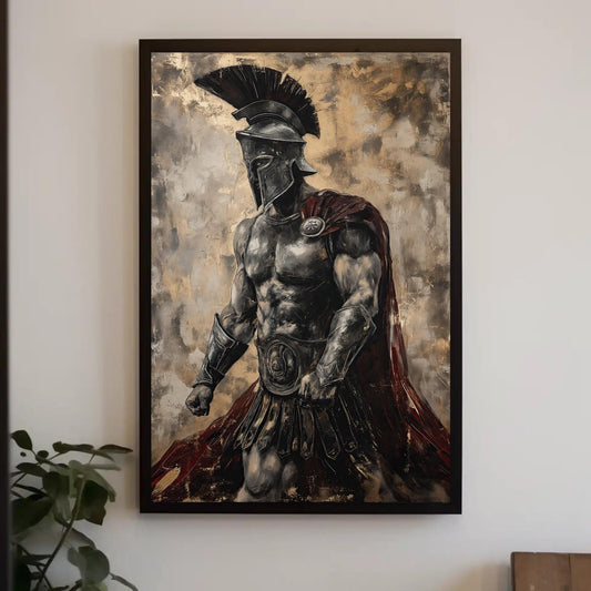 Spartan Warrior Wall Art - Extra Large Canvas Print - Wall Art for Game Room or Man Cave - Motivational Gym Decor Ready To Hang Wall Art – Canvas Print