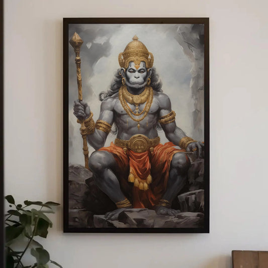 Lord Hanuman Painting Wind God Hanuman ji Hindu God Wall Decor Ramayan Hanuman ji Painting Religious Spiritual Wall Art Gym Wall Decor Wall Art – Canvas Print