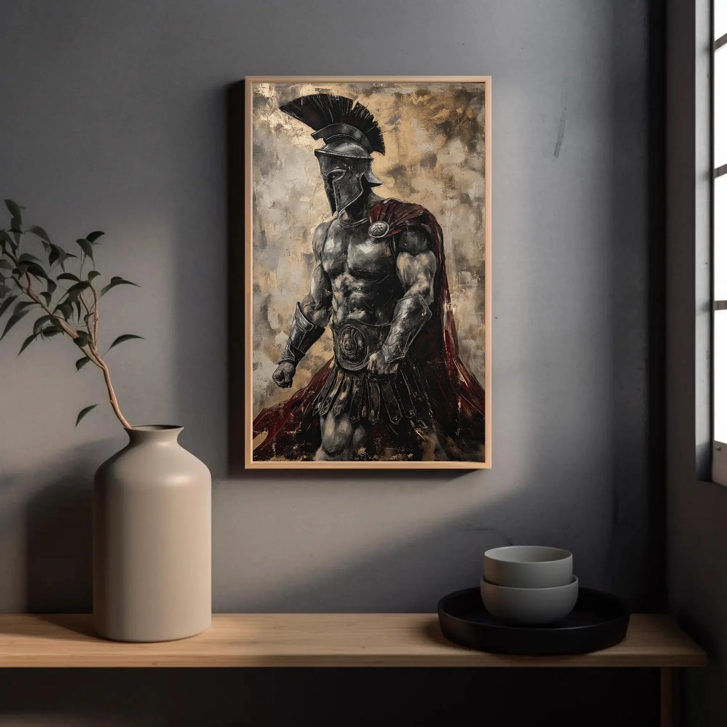 Spartan Warrior Wall Art - Extra Large Canvas Print - Wall Art for Game Room or Man Cave - Motivational Gym Decor Ready To Hang Wall Art – Canvas Print