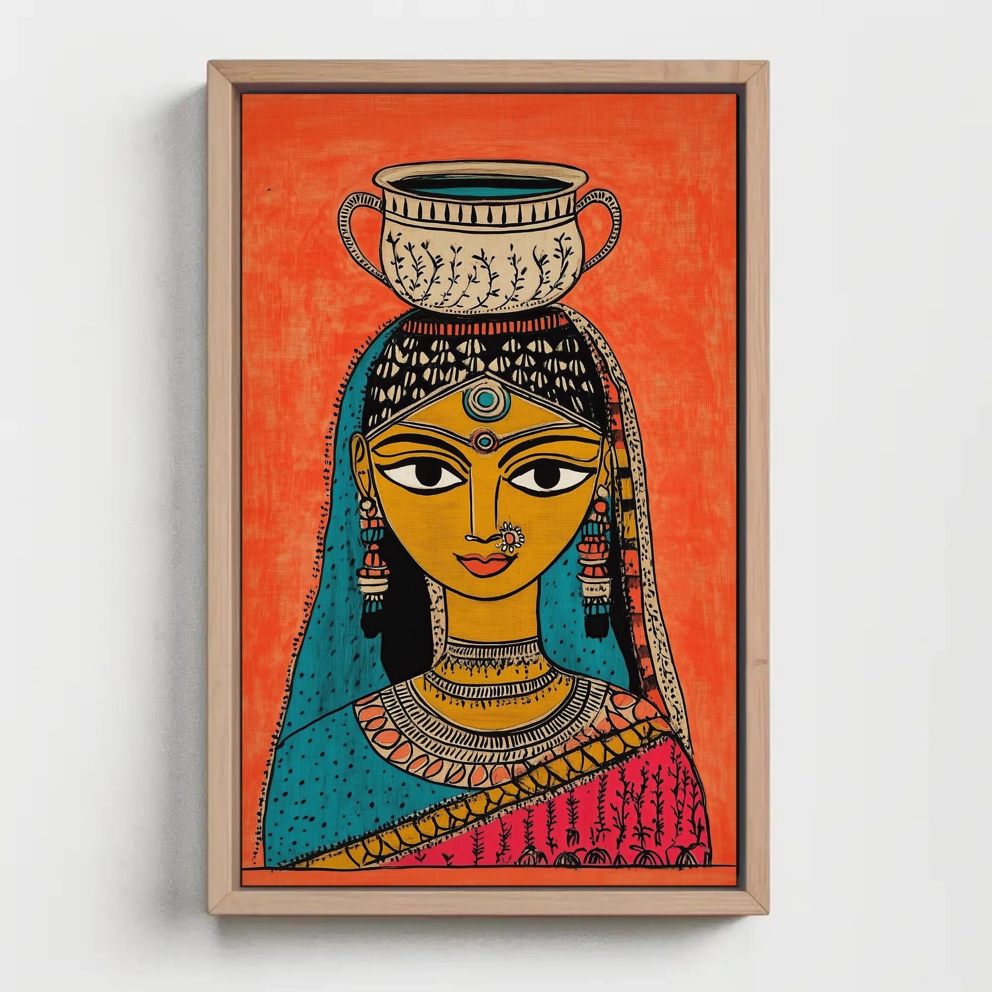 Indian Woman Modern Canvas Wall Art