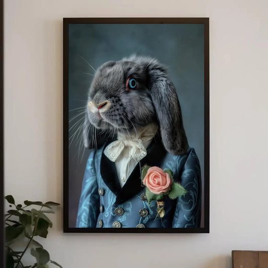 Gray Holland Lop Canvas Print, Victorian Bunny Painting, Vintage Rabbit Wall Art, Framed Nursery Decor, Ready to Hang Wall Art – Canvas Print