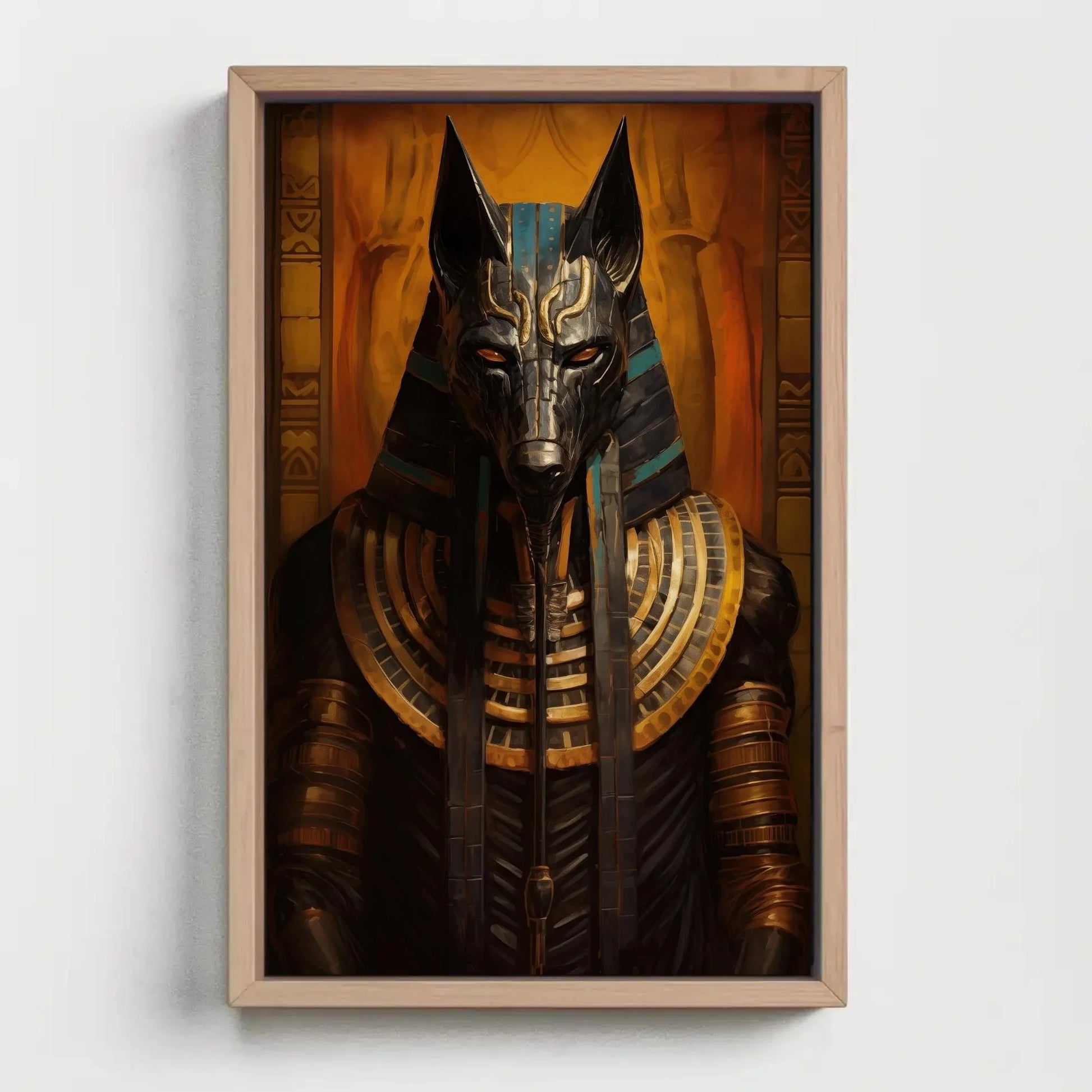 Anubis Ancient Egyptian God Canvas Print, Mystical Funerary Art, Egyptian Mythology Wall Decor, Cultural Egyptian Artwork, Ready to Hang Wall Art – Canvas Print