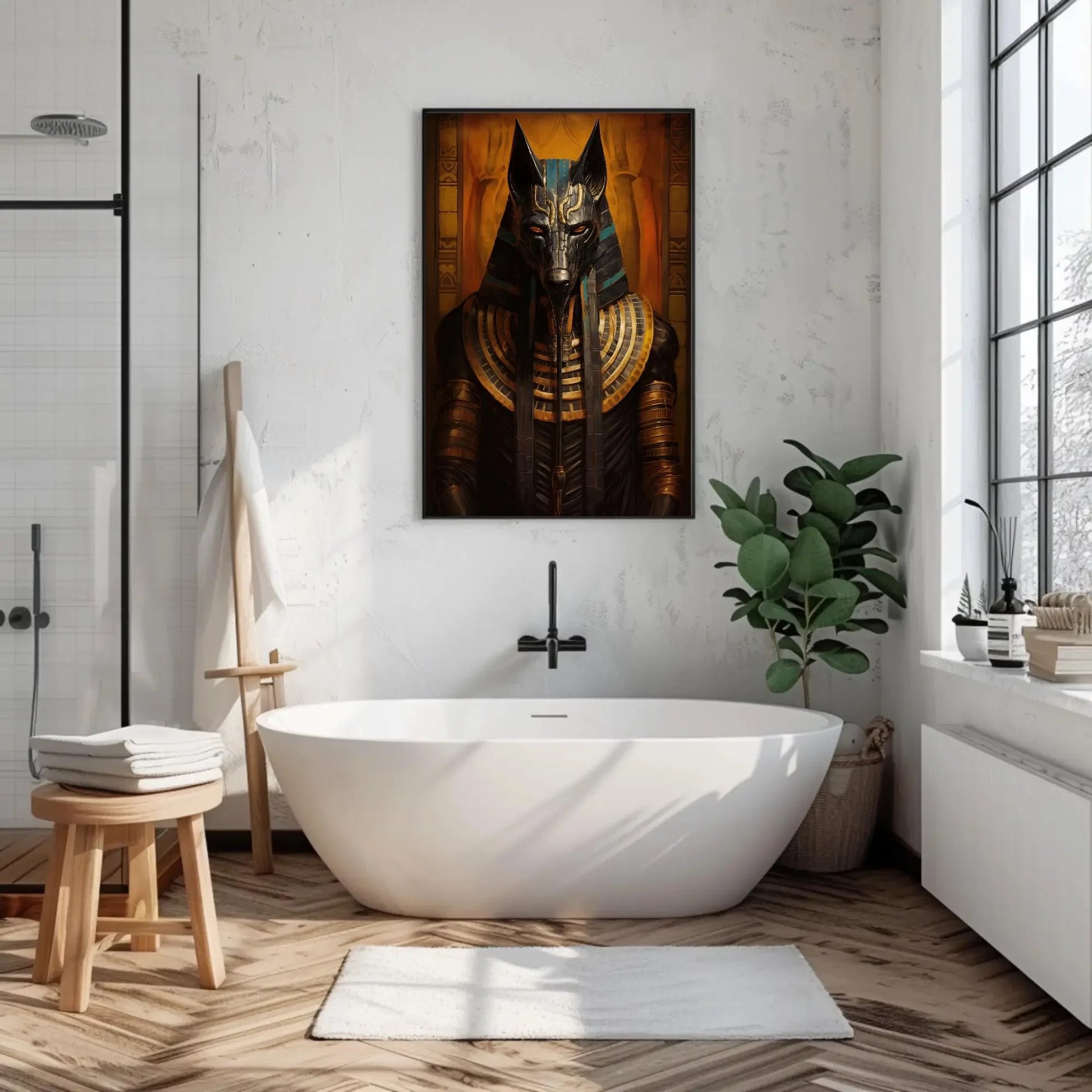 Anubis Ancient Egyptian God Canvas Print, Mystical Funerary Art, Egyptian Mythology Wall Decor, Cultural Egyptian Artwork, Ready to Hang Wall Art – Canvas Print