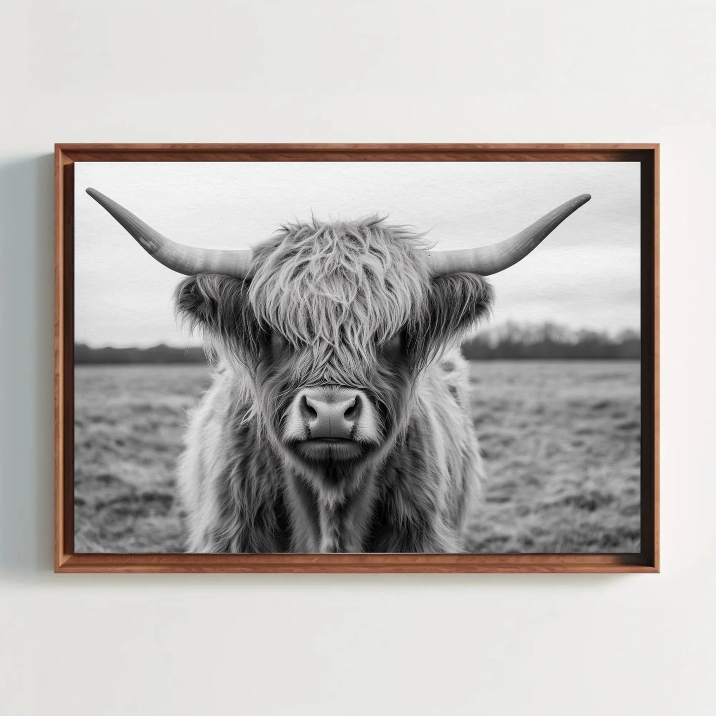 Shaggy Highland Cow Canvas Print, Rustic Western Wall Art, Farmhouse Country Cattle Photography for Cozy Home Decor Wall Art – Canvas Print