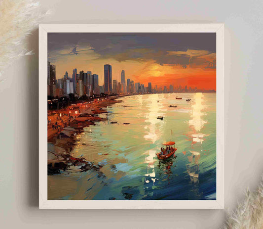 Mumbai Juhu Beach Framed Print, Mumbai Wall Art, India Wall Art, Mumbai Wall Art, Mumbai Poster, Ready to Hang, Home Decor Wall Art – Canvas Print