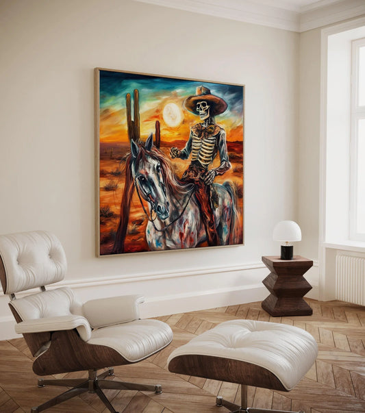 Mexican Cowboy Skeleton Guitarist Large Canvas Art Mariachi Guitarist Latino Art Chicano art Mexican Art Calavera Art Large Canvas Wall Art – Canvas Print