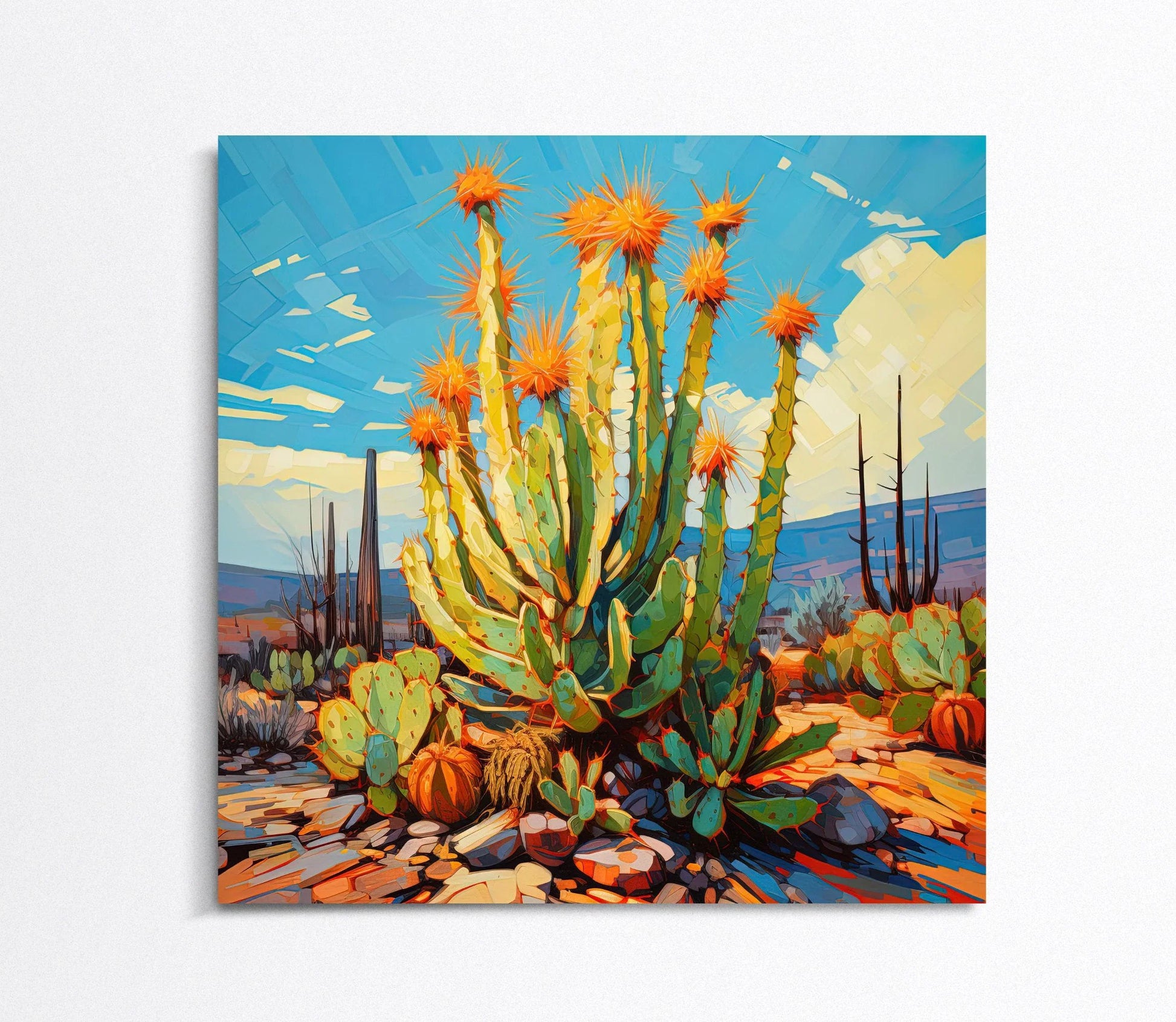 Saguaro Cactus Century Plant Art | Desert Plant Wall Decor | Botanical Art | Desert Wall Art | Living Room Decor Wall Art – Canvas Print