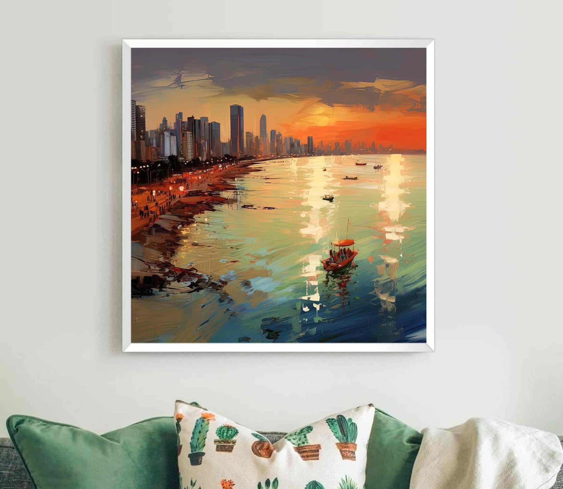 Mumbai Juhu Beach Framed Print, Mumbai Wall Art, India Wall Art, Mumbai Wall Art, Mumbai Poster, Ready to Hang, Home Decor Wall Art – Canvas Print