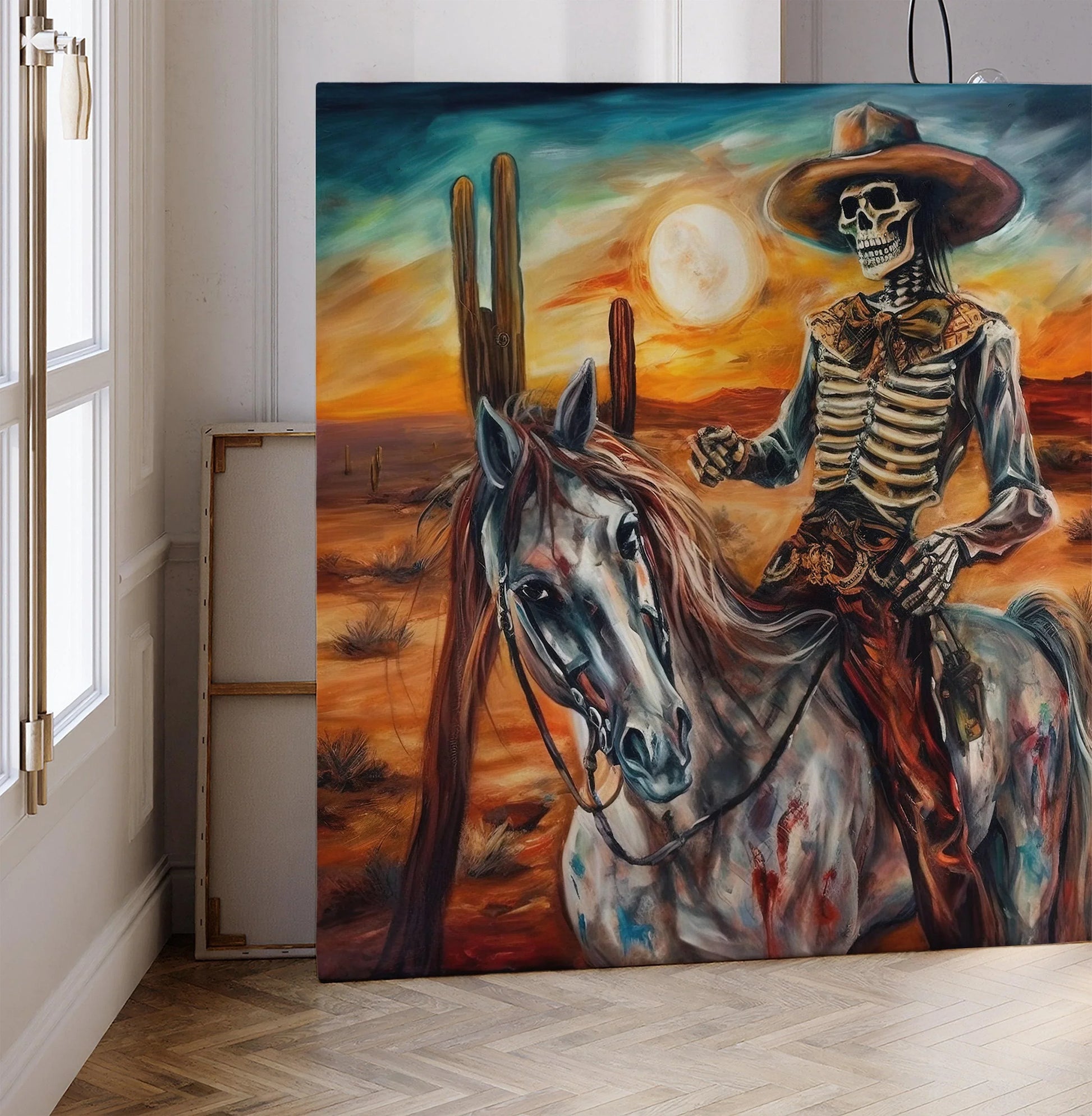 Mexican Cowboy Skeleton Guitarist Large Canvas Art Mariachi Guitarist Latino Art Chicano art Mexican Art Calavera Art Large Canvas Wall Art – Canvas Print