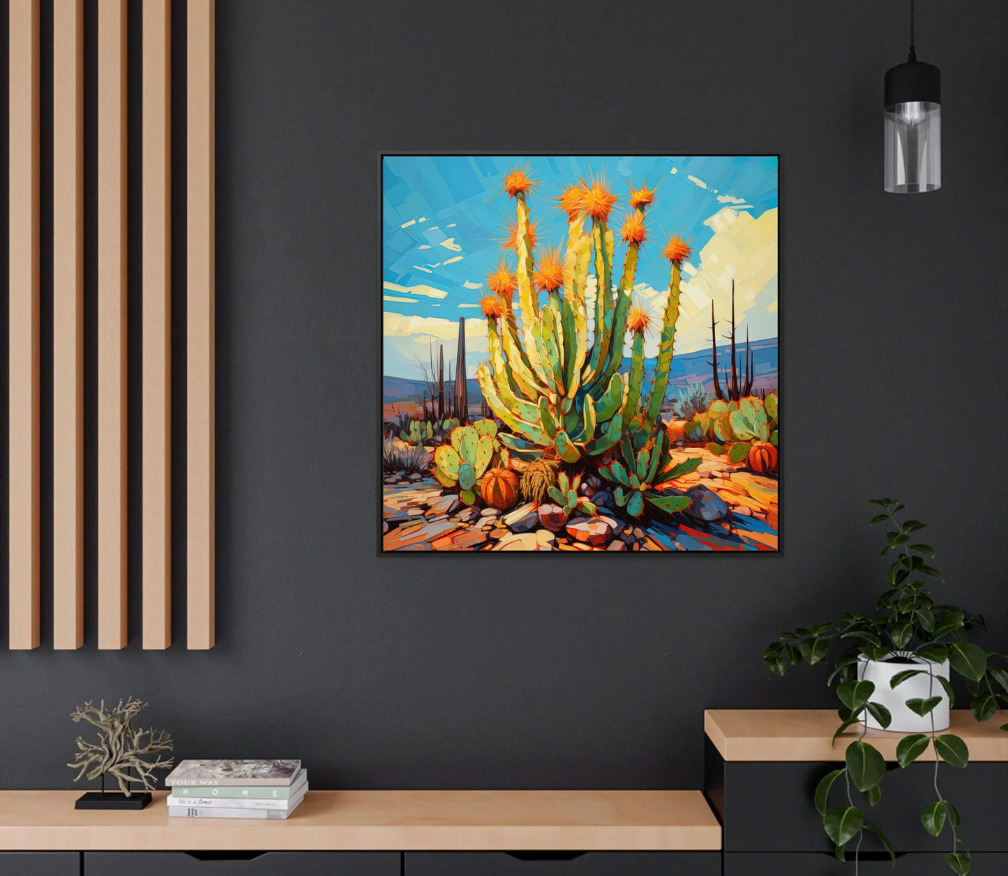 Saguaro Cactus Century Plant Art | Desert Plant Wall Decor | Botanical Art | Desert Wall Art | Living Room Decor Wall Art – Canvas Print