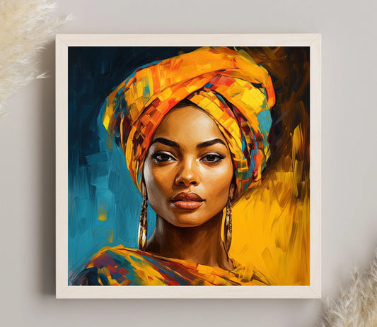 African Woman Art Print, African Girl Painting, Black Women ArtWork, African Painting, Black Art, Black Women Painting Wall Art – Canvas Print
