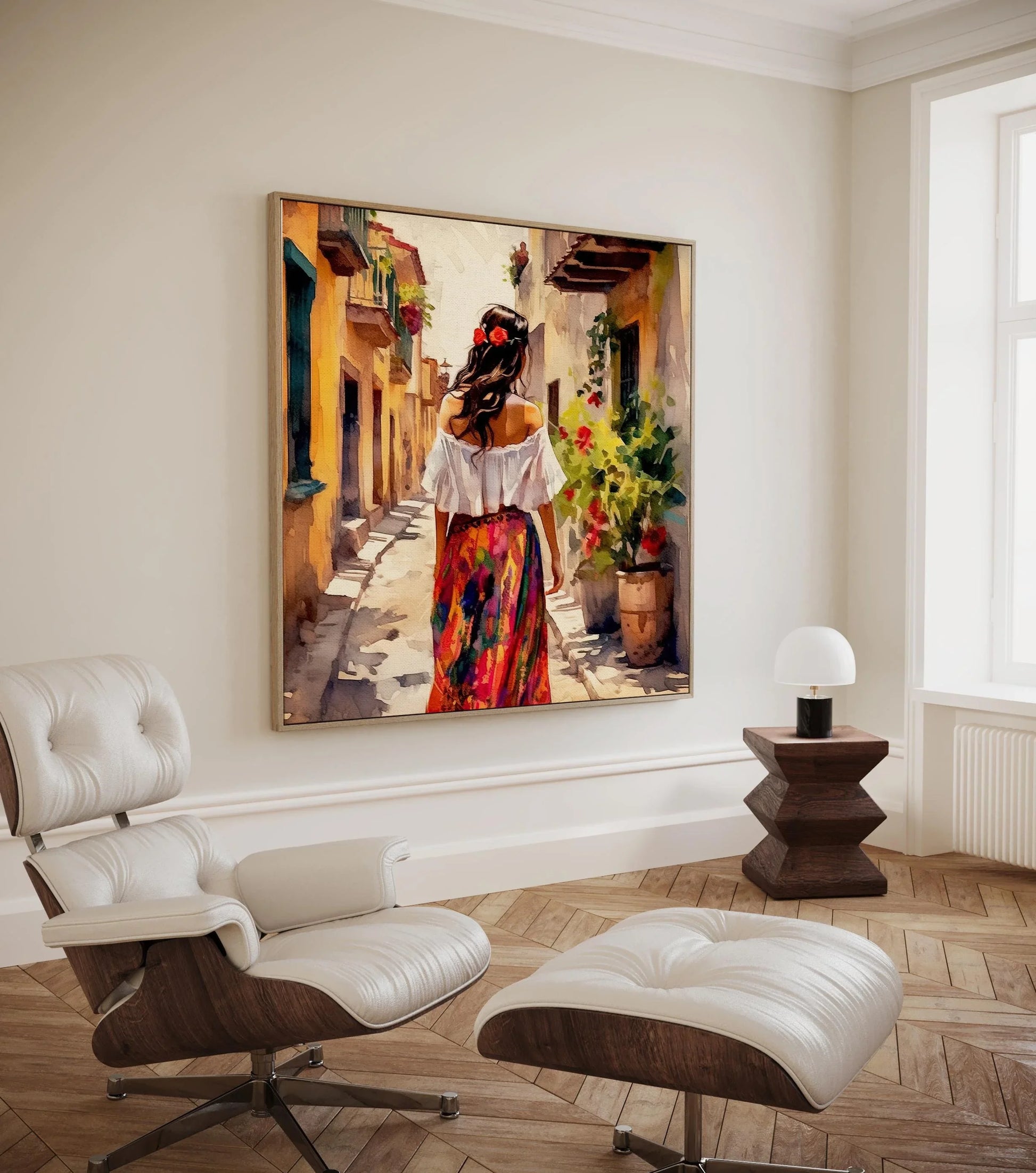 Mexican Woman Watercolor Painting Large Canvas Mexican Art Poster Wall Art Decor Colorful Art Print Mexican Art, Mexican Home Decor Wall Art – Canvas Print