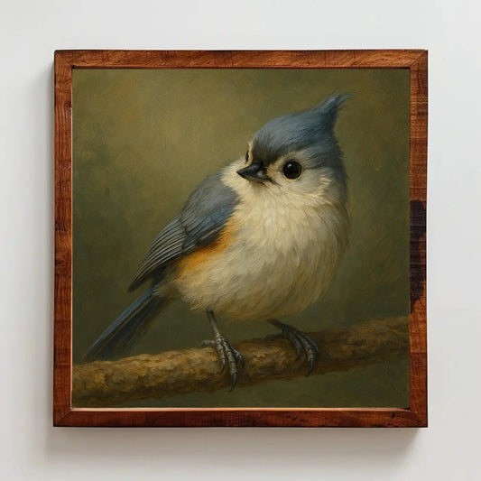 Tufted Titmouse Painting | Vintage Bird Wall Art Canvas Print | Cottagecore Decor Print | Bird Watcher Gift for Nature Lover Wall Art – Canvas Print