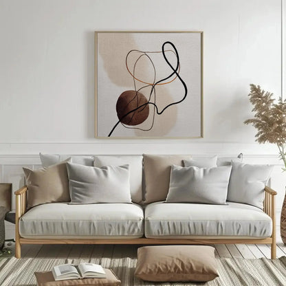 Minimalist Abstract Art | Modern Line Drawing Canvas Print | Japandi Wall Decor | Neutral Earth Tone Print for Office Wall Art – Canvas Print
