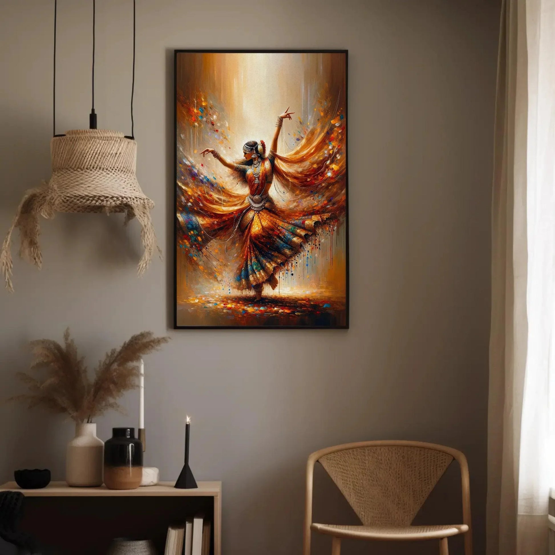 Indian Dance Wall Art Set, Woman Front and Back View Framed Canvas, Traditional Indian Dancer, South Indian Wall Art, Indian Painting Gift Wall Art – Canvas Print