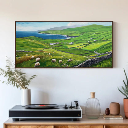 Dingle Peninsula Wall Art, Extra Large Canvas, Ireland Wall Art, Over The Bed Decor, Travel Wall Art, Irish Countryside Painting, Framed Art Wall Art – Canvas Print