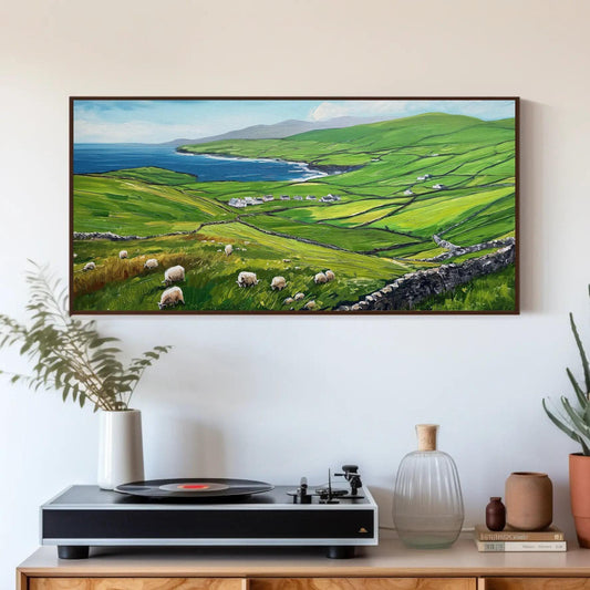 Dingle Peninsula Wall Art, Extra Large Canvas, Ireland Wall Art, Over The Bed Decor, Travel Wall Art, Irish Countryside Painting, Framed Art Wall Art – Canvas Print