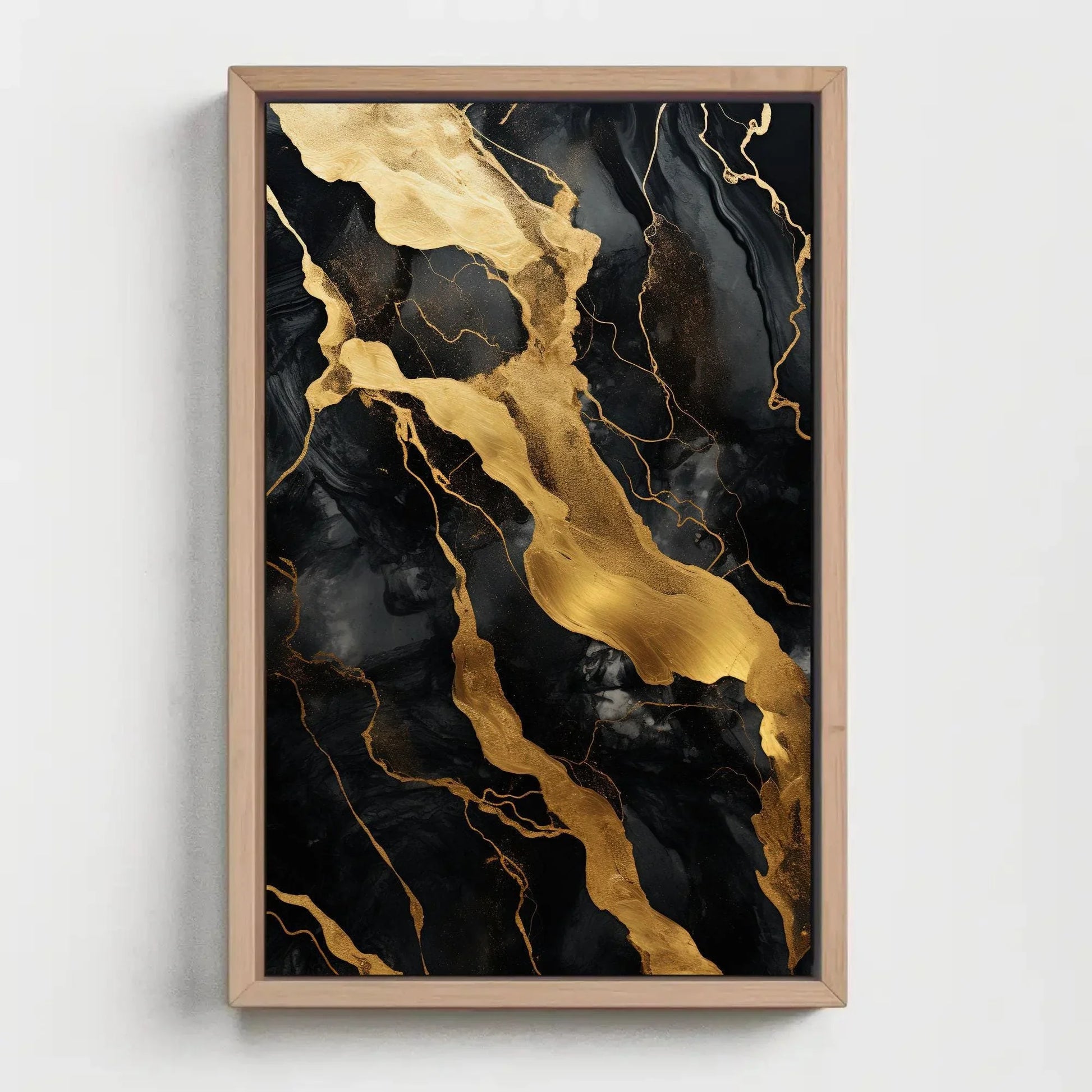 Black Gold Marble Large Canvas Wall Art, Abstract Black And Gold Marble Wall Decor, Gold Abstract, Modern Artwork, Ready To Hang Wall Art – Canvas Print