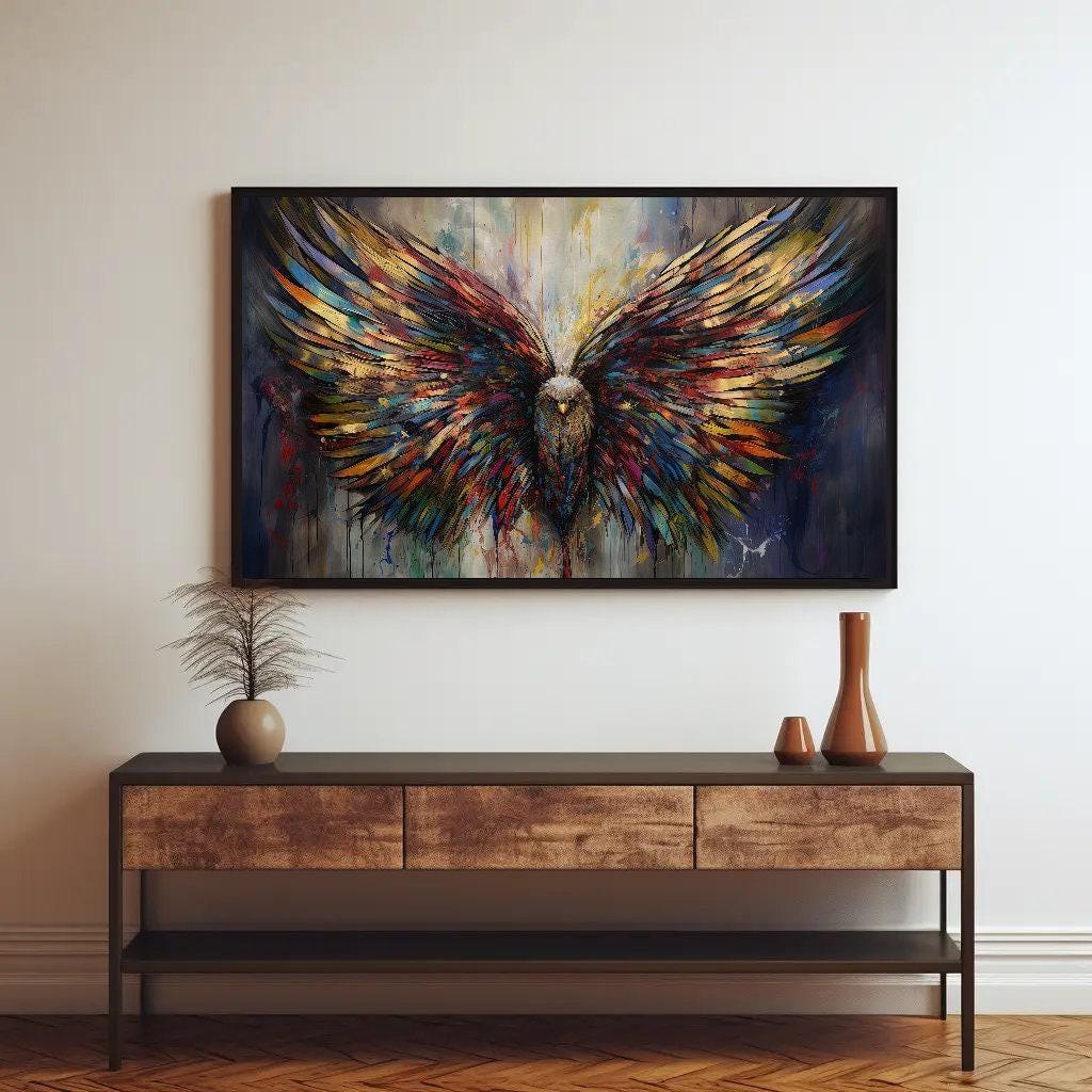 Eagle Wings Colorful Print, Eagle Wings, Wings, Eagle Wings, Abstract Wall Art, Eagle Wings Painting, Large Wall Decor, Ready To Hang Wall Art – Canvas Print