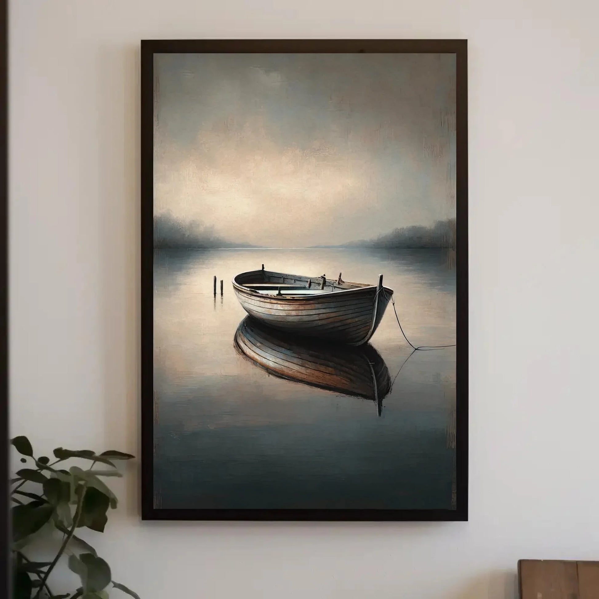 Canvas Print of Boat Painting, Nautical Wall Art for Lodge and Lake House Decor, Cabin Style Canoe Artwork Wall Art – Canvas Print