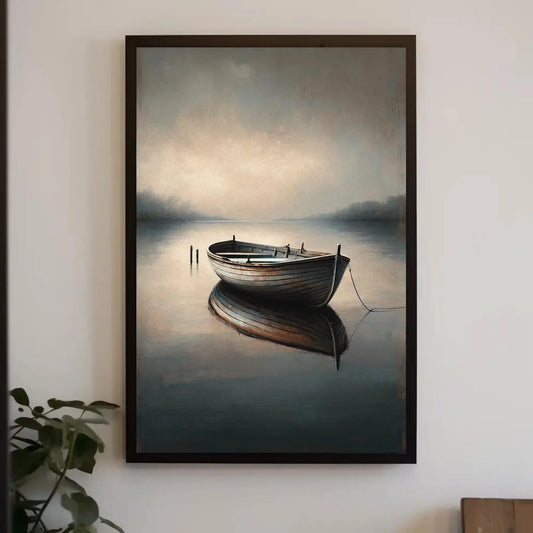 Canvas Print of Boat Painting, Nautical Wall Art for Lodge and Lake House Decor, Cabin Style Canoe Artwork Wall Art – Canvas Print