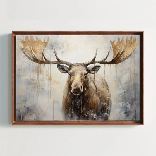 Moose with Large Antlers Abstract Framed Canvas Print | Moose Wall Art | Moose Poster Print | Animal Wall Decor | Ready to Hand Wall Art – Canvas Print