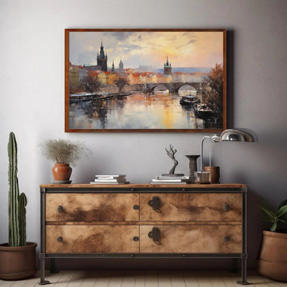 Prague Cityscape Painting Wall Art of Historic Capital City Landscape Art Czech Republic Art Prague Travel Gift Canvas Wall Art Wall Art – Canvas Print