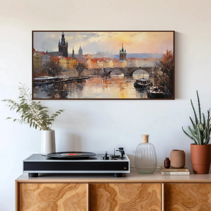 Prague Cityscape Painting Wall Art of Historic Capital City Landscape Art Czech Republic Art Prague Travel Gift Canvas Wall Art Wall Art – Canvas Print