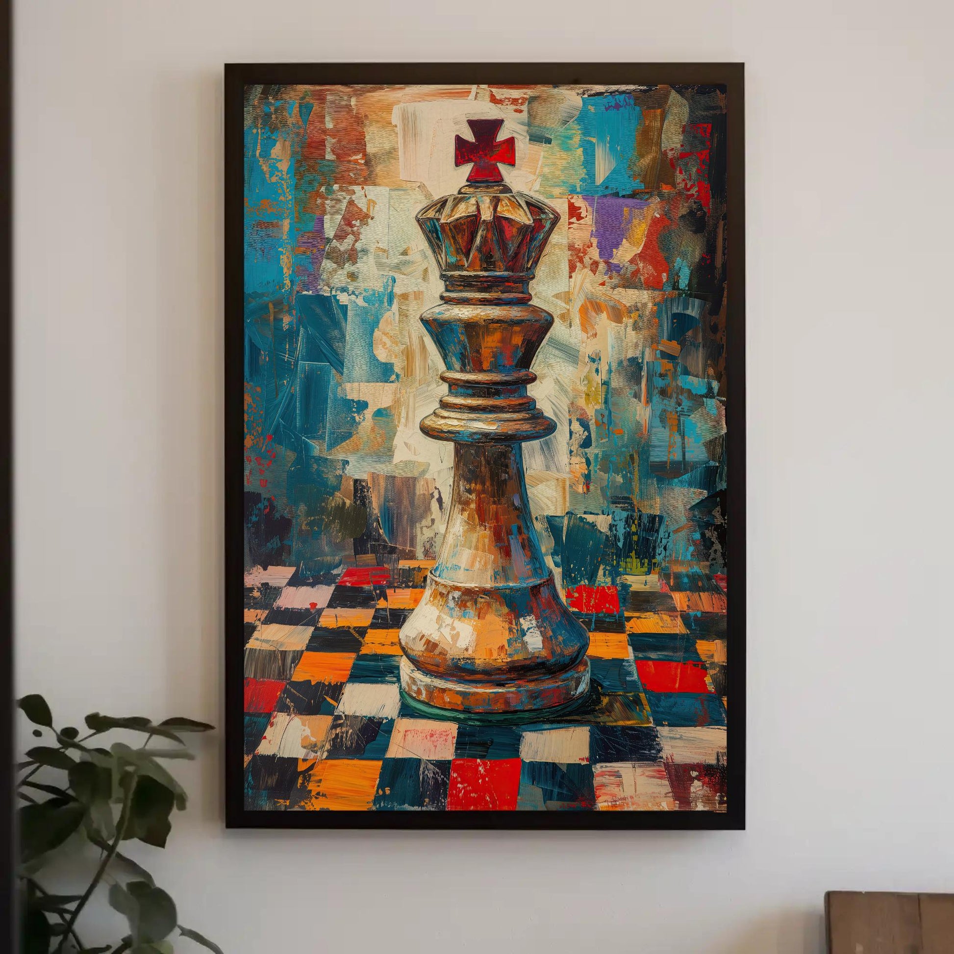 Chess King Canvas Wall Art - Poster Chess Background Painting - Checkmate King Gift for Chess Lovers Wall Art – Canvas Print