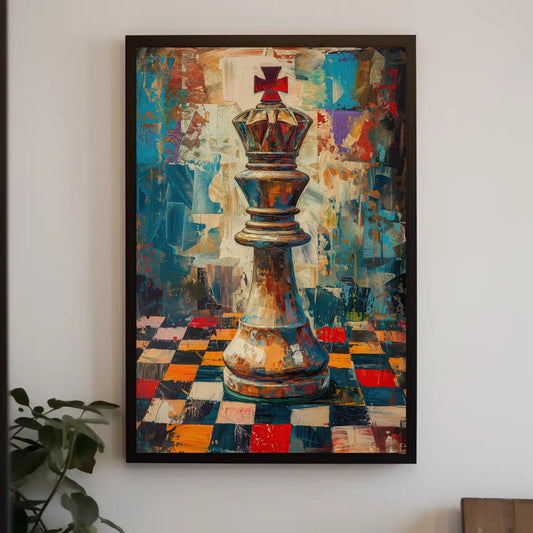 Chess King Canvas Wall Art - Poster Chess Background Painting - Checkmate King Gift for Chess Lovers Wall Art – Canvas Print